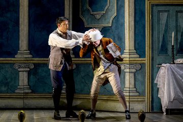 Figaro wrestles with Cherubino