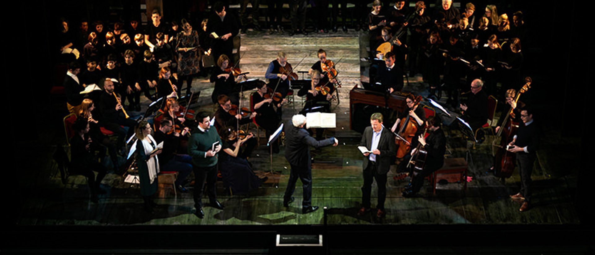 Conductor with orchestra, soloists and choirs